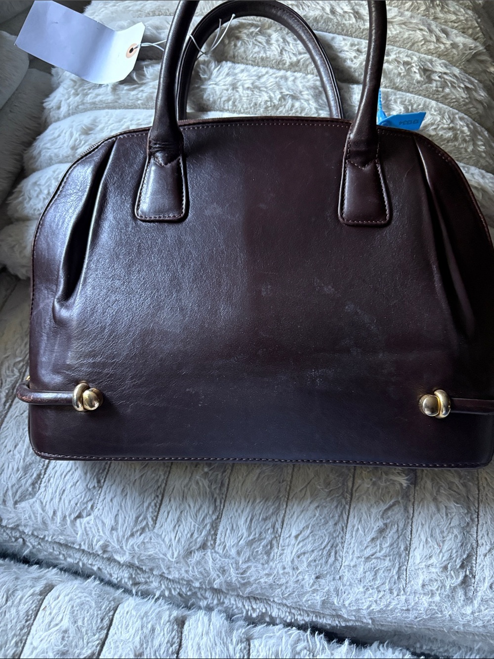 Bally Classic Structured Dark Brown Leather Satchel